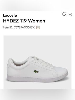 Lacoste Women’s White Leather Low-Top Sneakers size 10